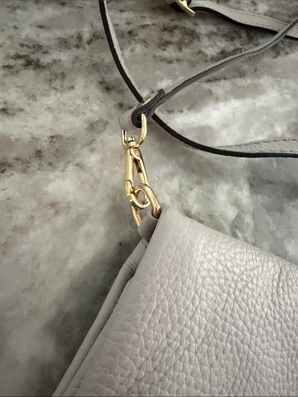 Pebbled Leather Crossbody Bag in Light Gray - Picture 3 of 8